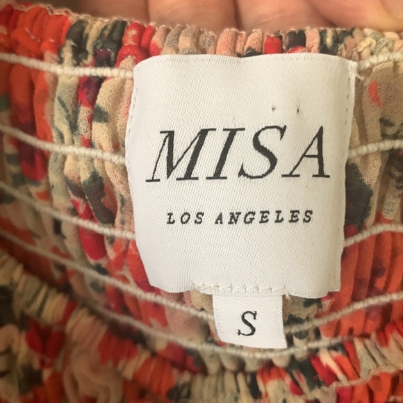 MISA Los Angeles Asra Red Floral Puff Sleeve Dress | US S - Picture 10 of 12